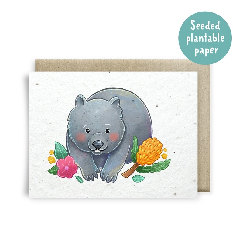 Plantable wombat recycled card
