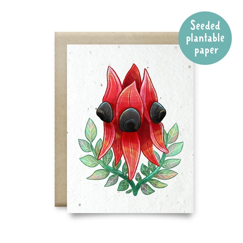 Plantable Sturt&#39;s desert pea recycled card