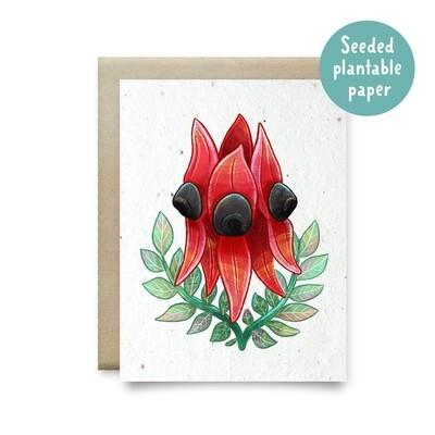 Plantable Sturt&#39;s desert pea recycled card