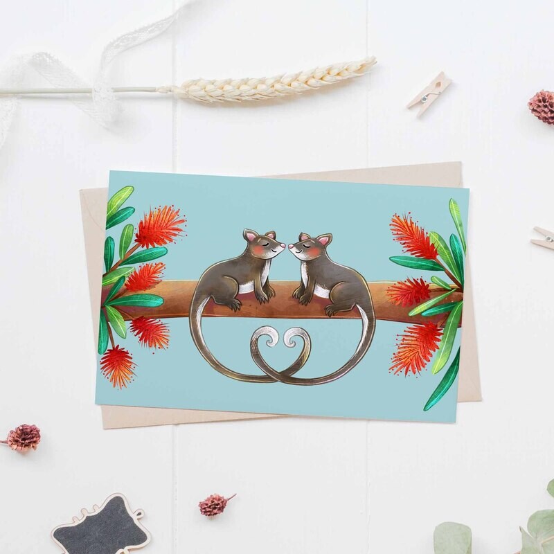 Possum love recycled greeting card