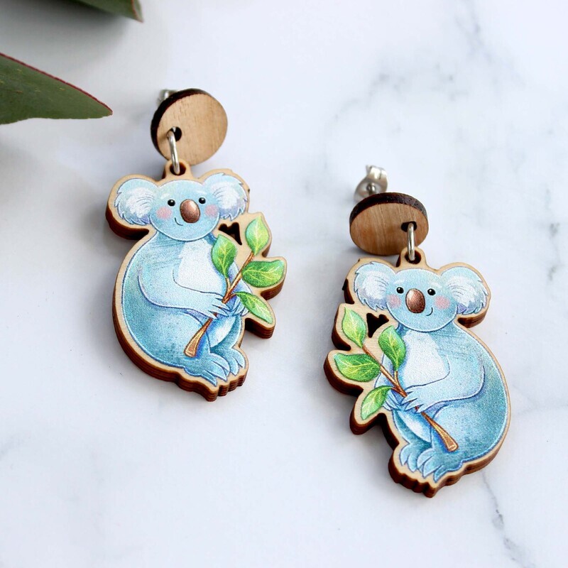 Koala wooden earrings
