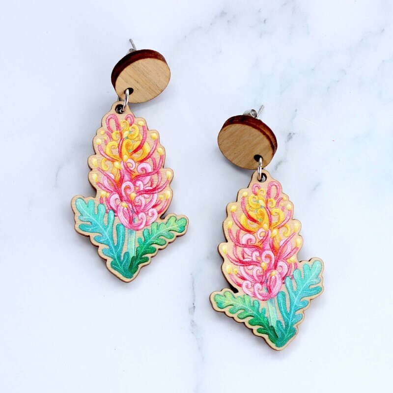 Grevillea wooden earrings