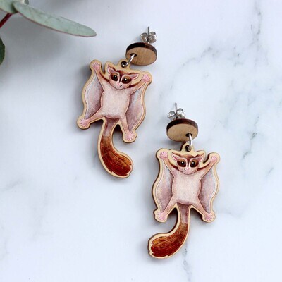 Sugar Glider wooden earrings