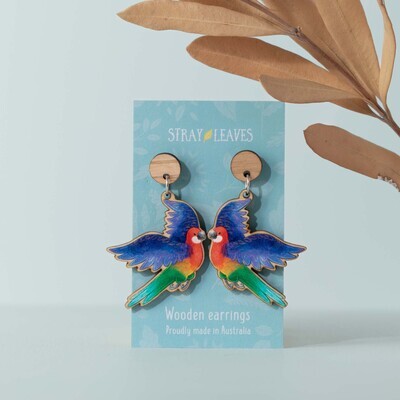 Rosella Australian Bird wooden earrings