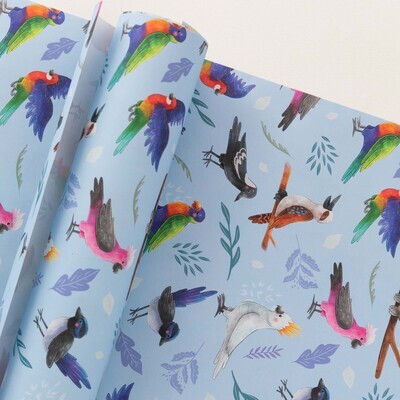 Australian birds A2 recycled wrapping paper