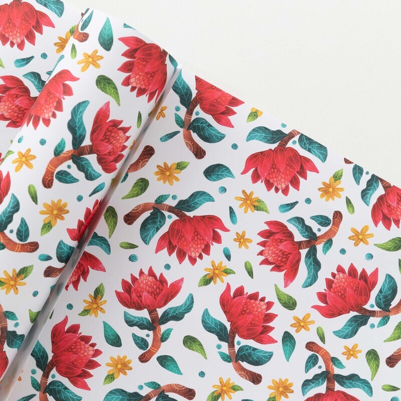 Australian Waratah plants A2 recycled wrapping paper