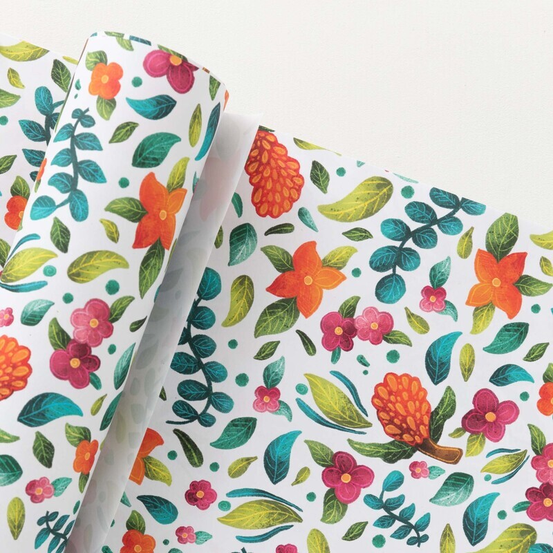 Australian plants A2 recycled wrapping paper