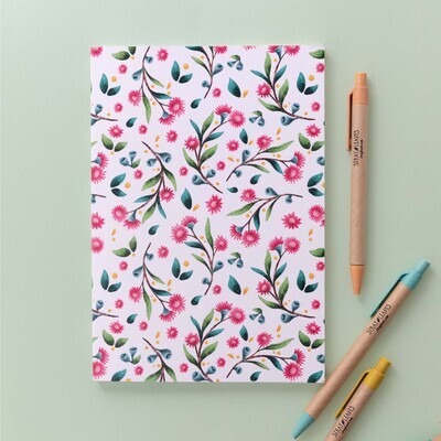 Australian gum blossom recycled A5 notebook