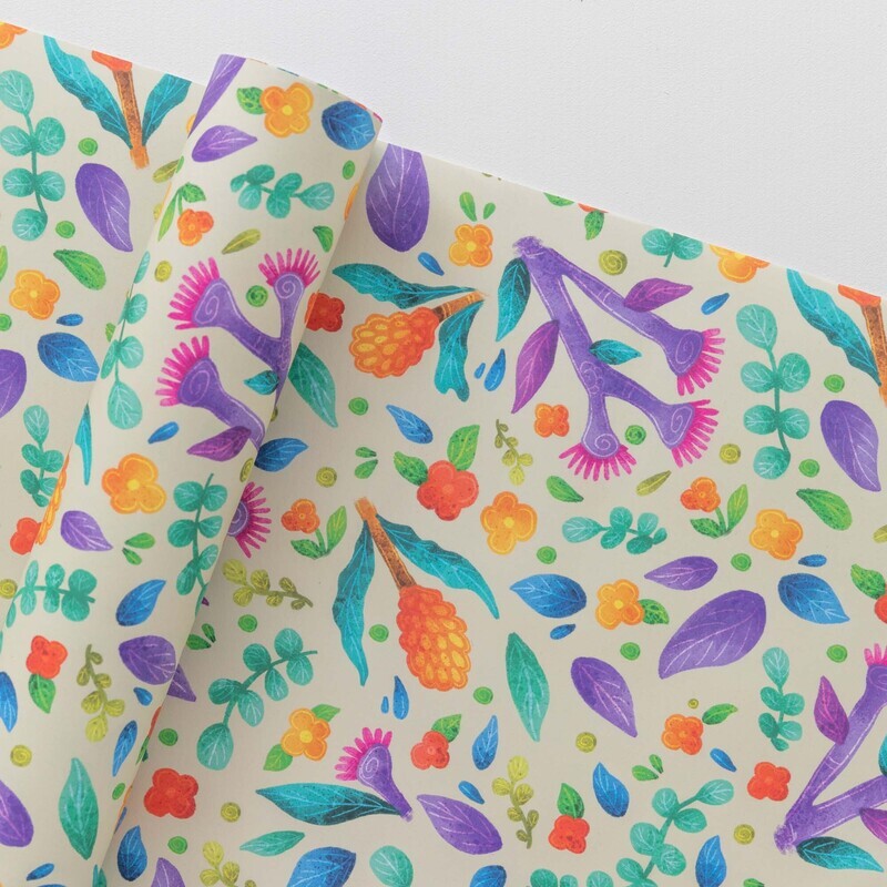 Australian colourful plants A2 recycled wrapping paper
