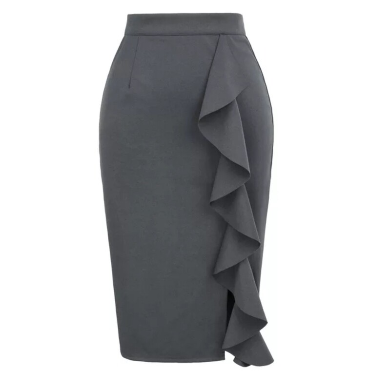 Pencil ruffled side Knee Length Skirts Pencil ruffled side Knee Length Skirts