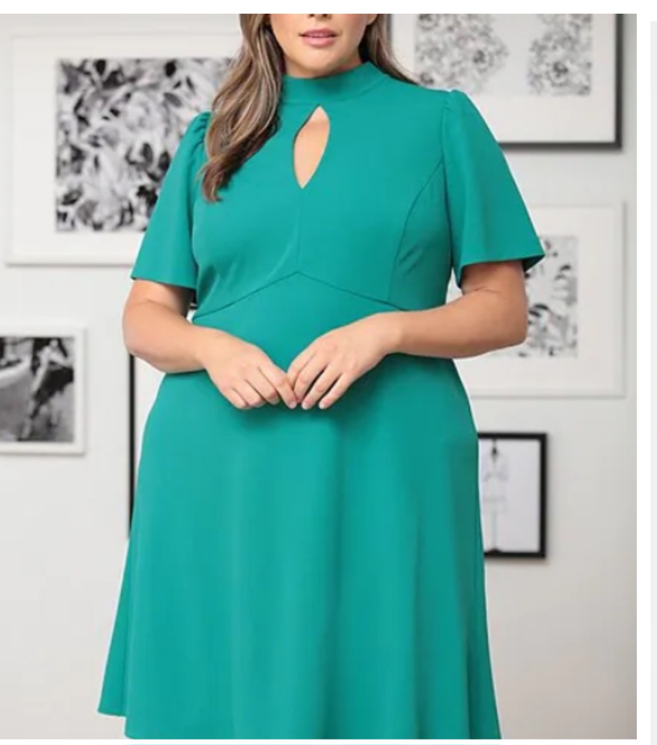 London Time Mock Neck Keyhole  Flare Dress
