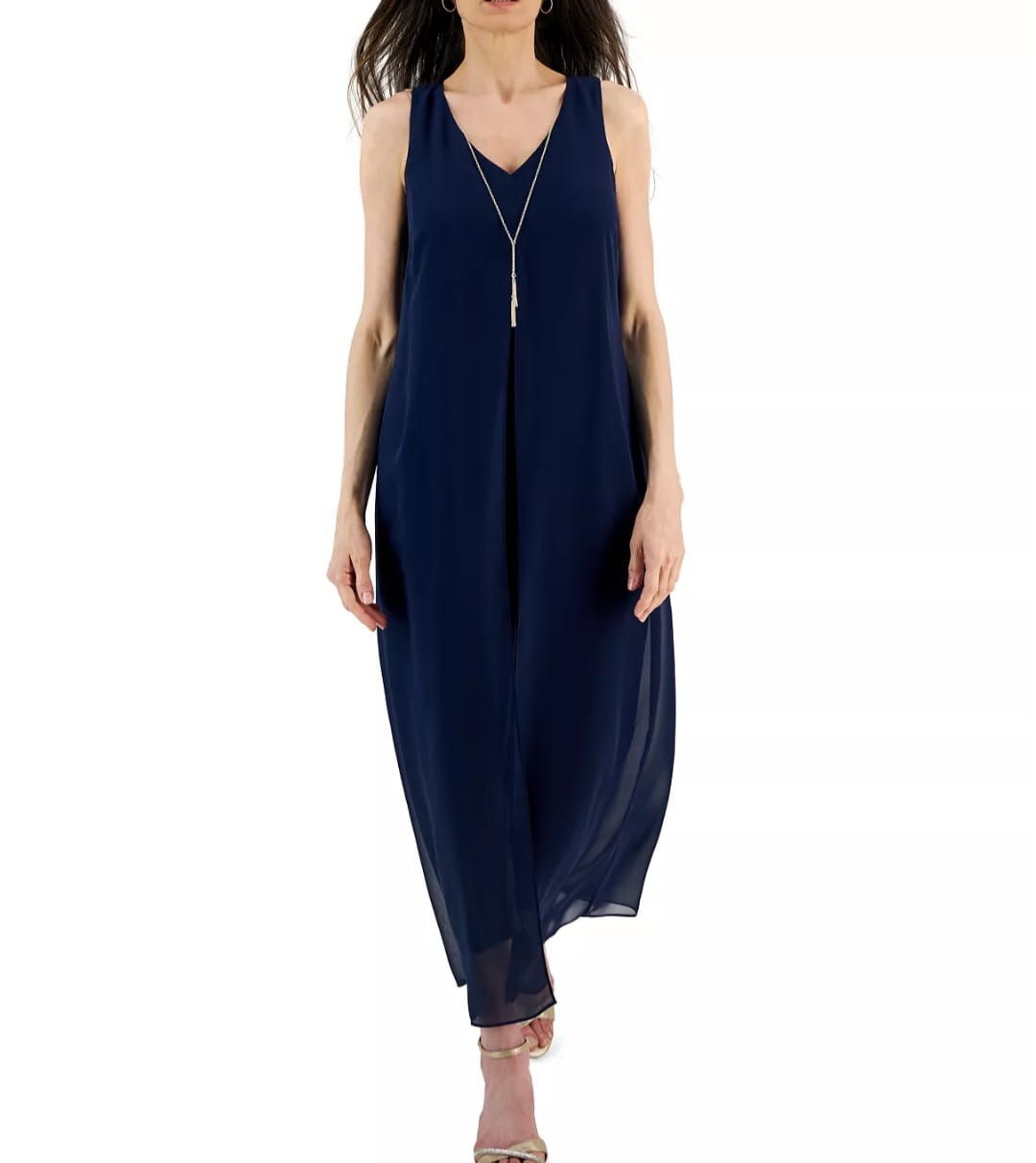 Chiffon Necklace Maxi Dress,