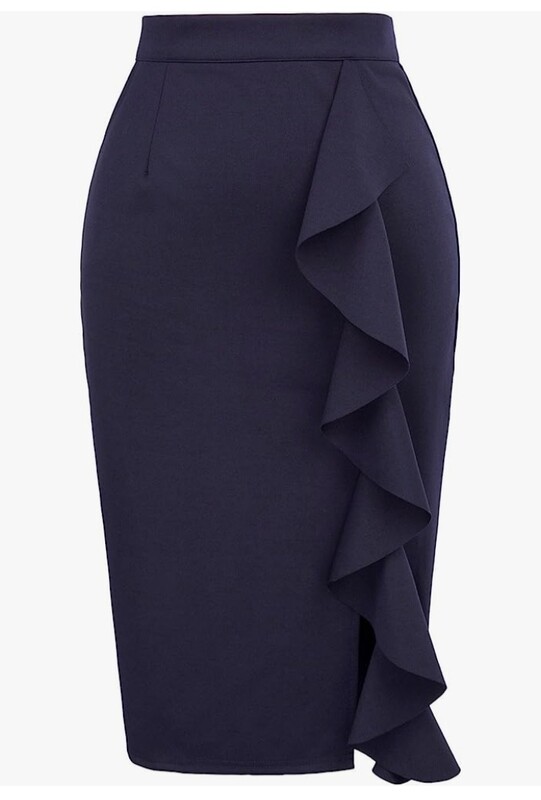 Pencil ruffled side Knee Length Skirts Pencil ruffled side Knee Length Skirts