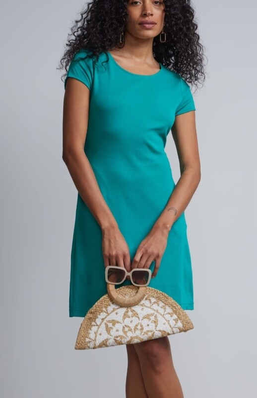Crewneck Twist-Back Shift Dress