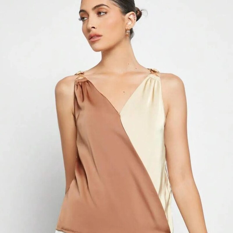Two Tone Ring Linked Sleeveless Blouse