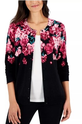 Floral Button-Front Cardigan