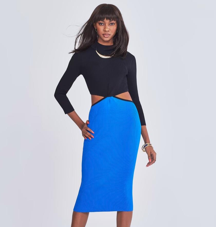 Sexy Two-Tone Cut-Out Sweater Dress