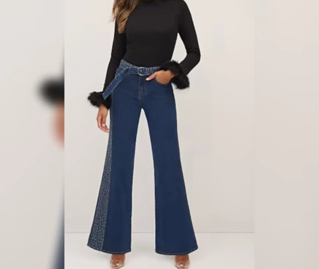 Tie Waist Sparkle Jeans