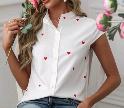 Heart Printed Stand Collar
Top