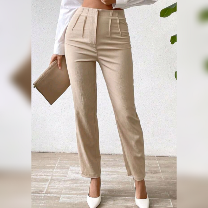 Solid Fold Pleated Detail Pants