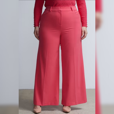 Plus- size Belted Wide Leg Pant