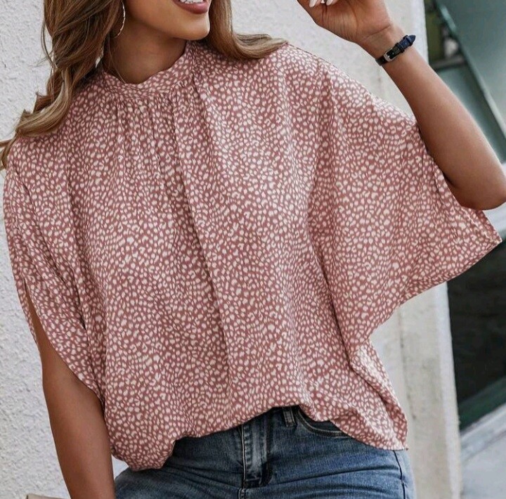 Batwing Sleeve Blouse Tie Back Top