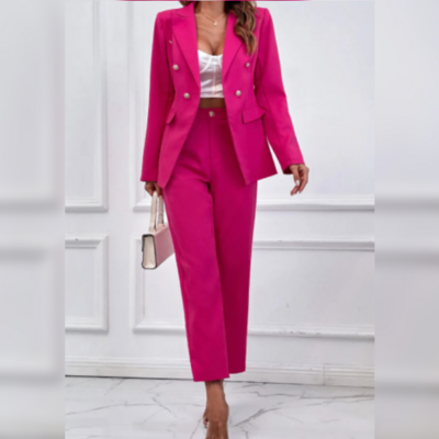 Double Breasted Blazer & Tailored Pants Suit