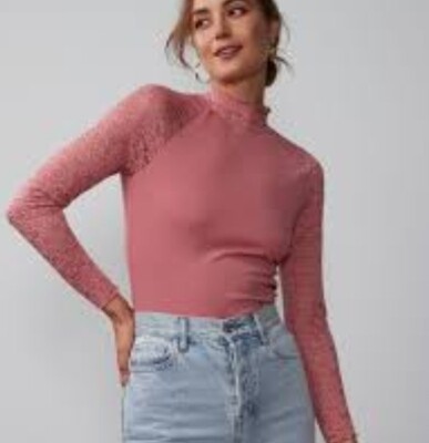 Lace Crew Long Sleeve Top