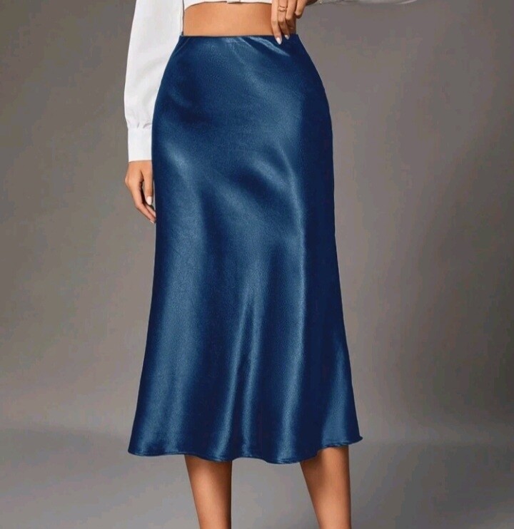 Tall High Waist Elegant Satin Skirt
