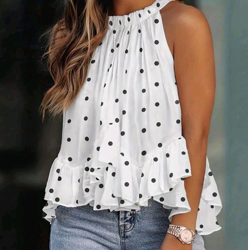 Sleeveless  Tie Back Halter Neck Top