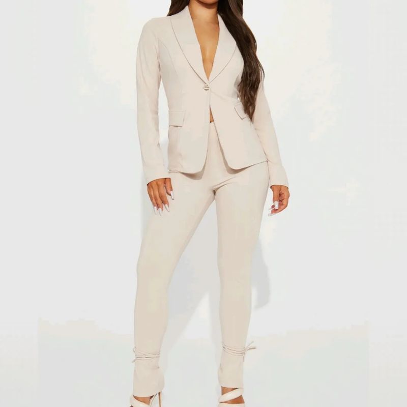 High Waist Open Front Blazer Full Set 