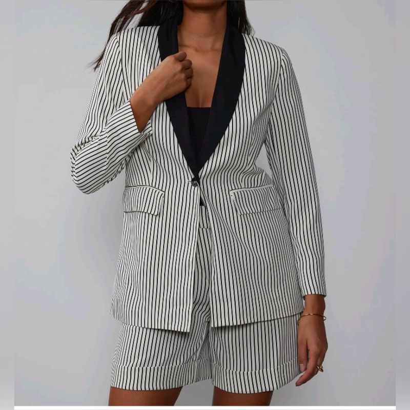 Lightweight Shawl Striped Blazer