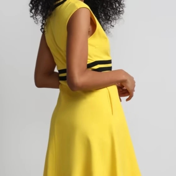 Piped Flare Dress