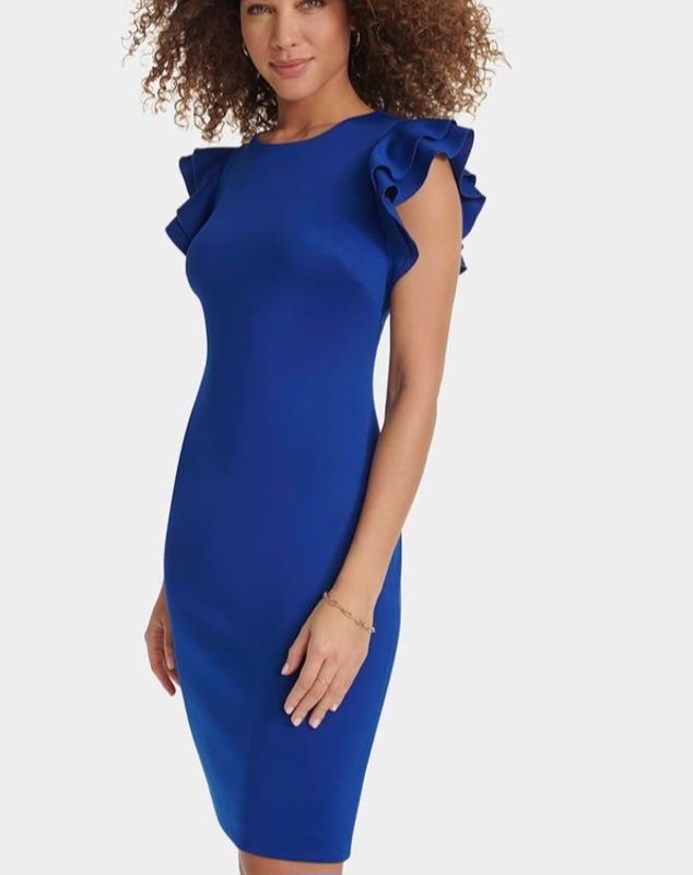 Ruffle Sleeves Sheath Dress