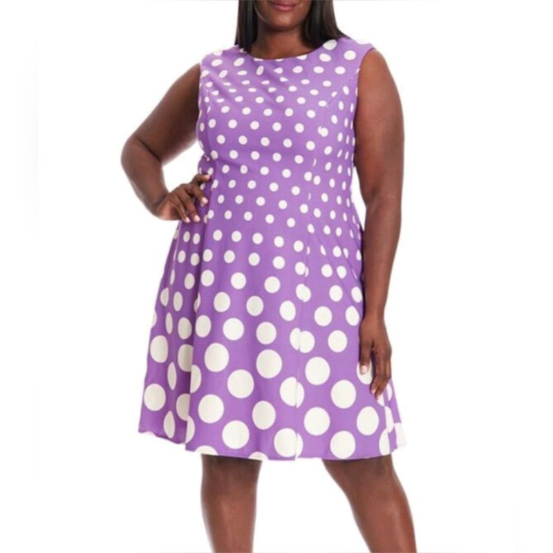 Dots Cap Sleeve Crepe Dress