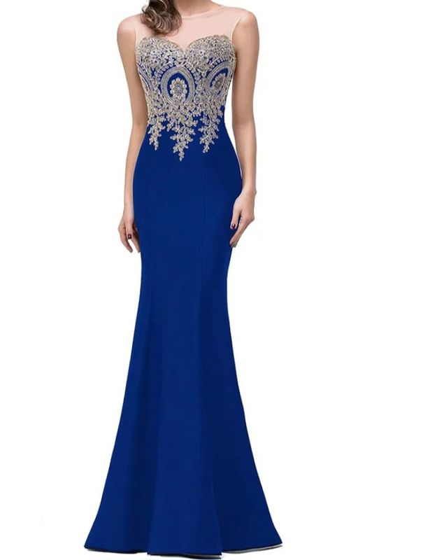 Flower Embroidered Cut Out Back Mermaid Hem Dress