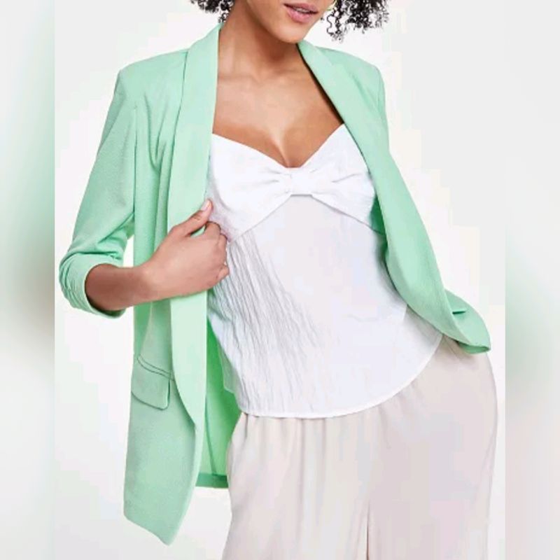 Open Front Sleeve Knit Blazer