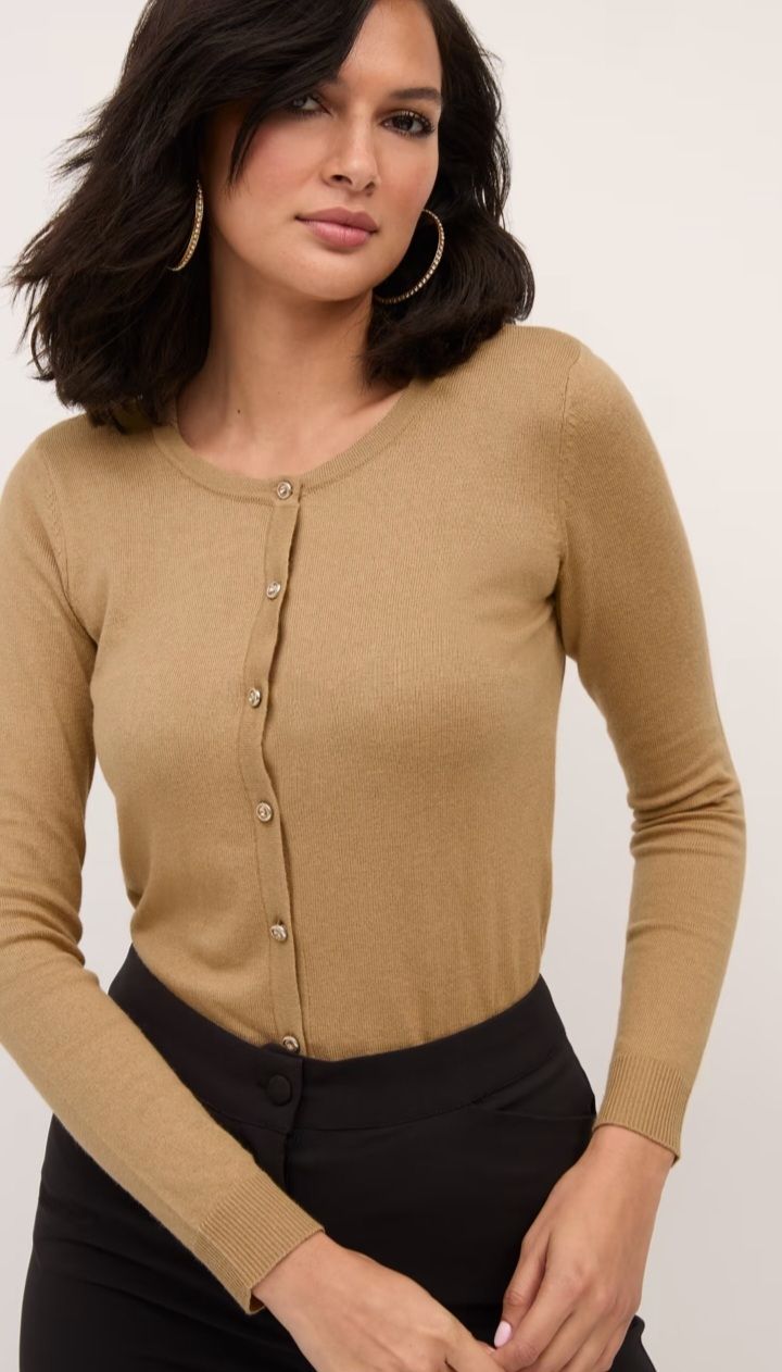 Crew Neck Long Sleeve  Cardigan