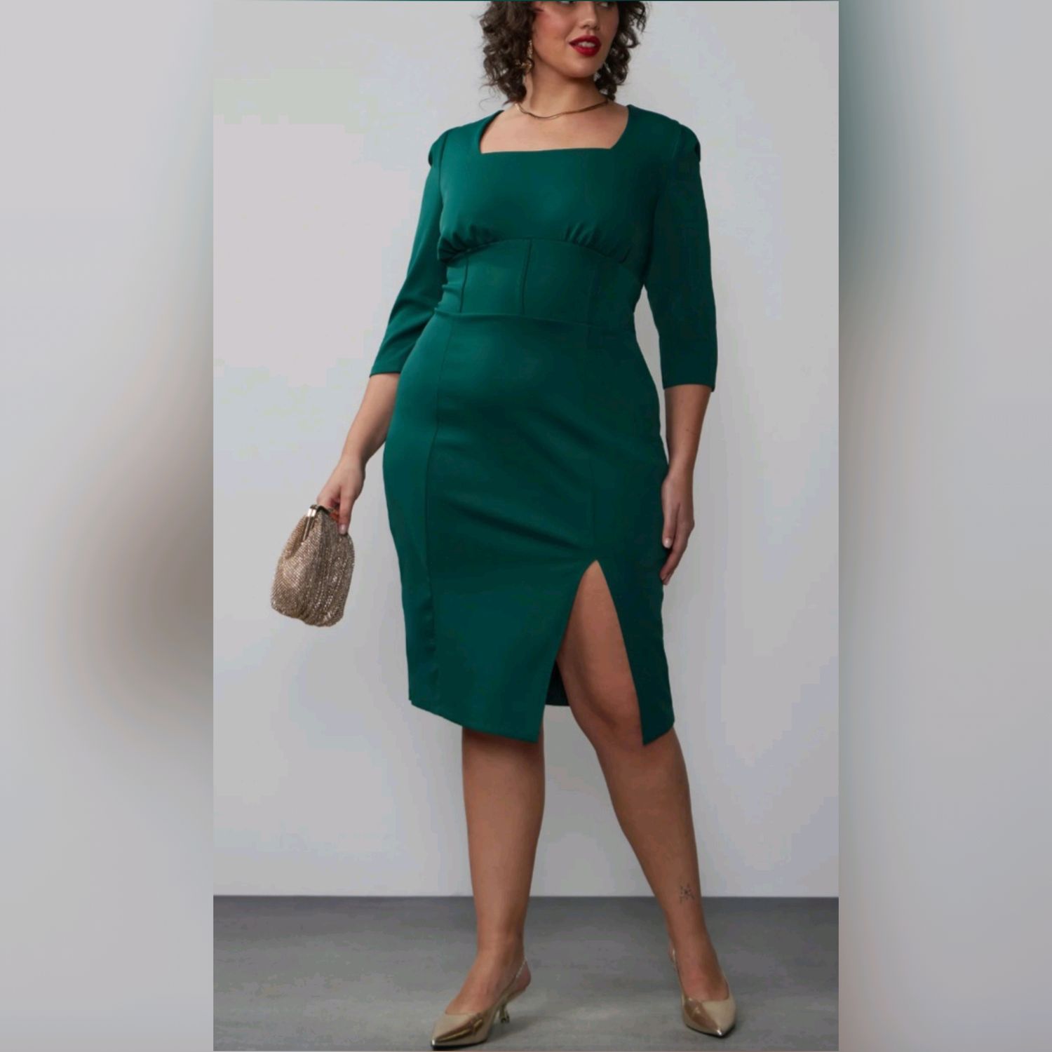 Corset Waist Sqaure Neck Sheath Dress