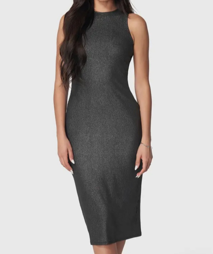 Foil Rib Midi Dress