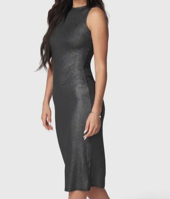 Foil Rib Midi Dress