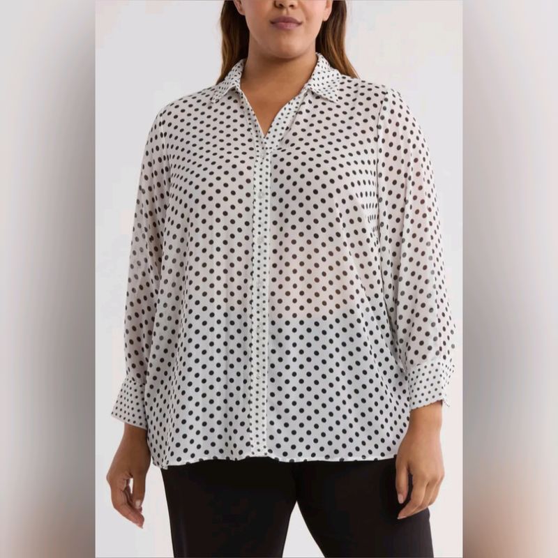 Polka Dot Button-Up Shirt
