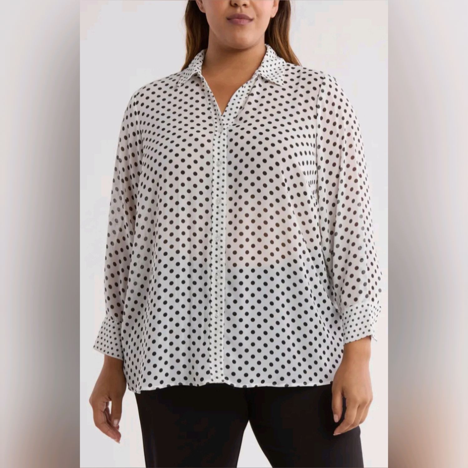 Polka Dot Button-Up Shirt