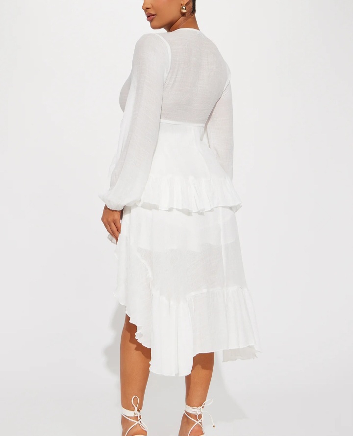 Sexy Ruffle Hem Cropped Shirt Short Set