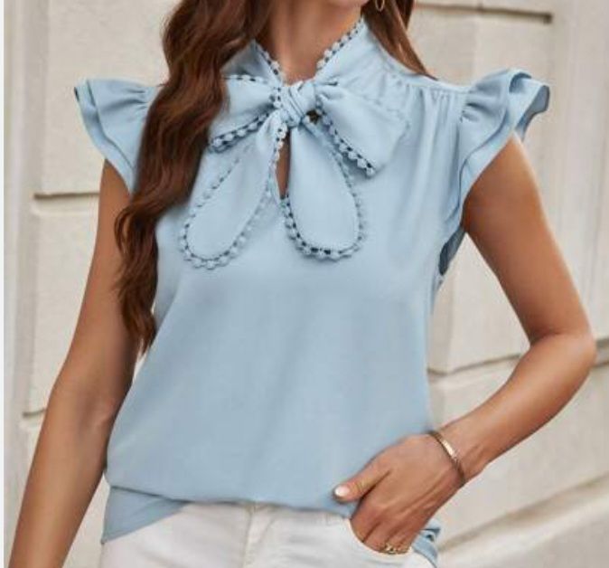 Solid Tie-Neck Top