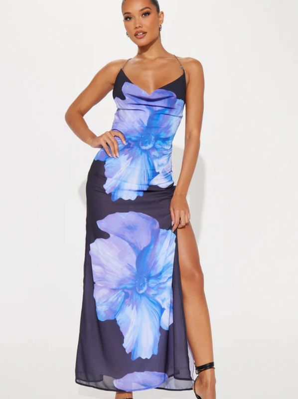 Floral Maxi X Back Dress
