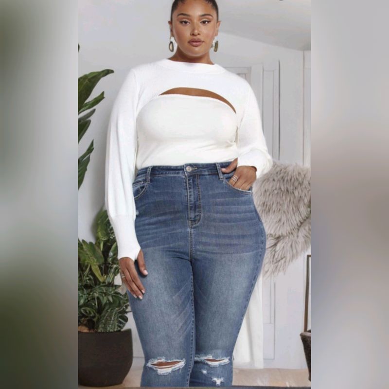Fashionable Ribbed Knit Sweater