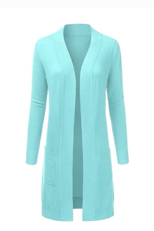 Knee Length Open Front Cardigan with side Pockets