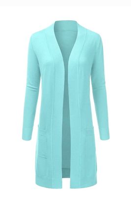 Knee Length Open Front Cardigan with side Pockets