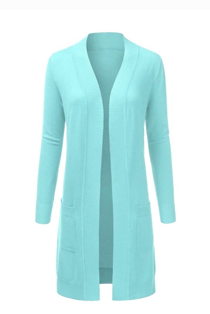 Knee Length Open Front Cardigan with side Pockets